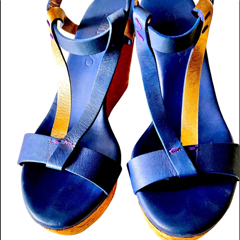 JIMMY CHOO Cork Wedge Sandals Made in Spain Sz 37